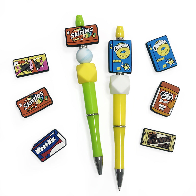 Wholesale 10pcs Epoxy Cartoon Candy Beads Silicone Food Grade Teething Accessories DIY Beaded Pen Beads